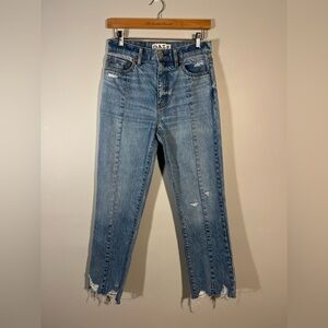 Daze Light Wash Denim Ankle Cropped Jeans High Rise Distressed Size 26